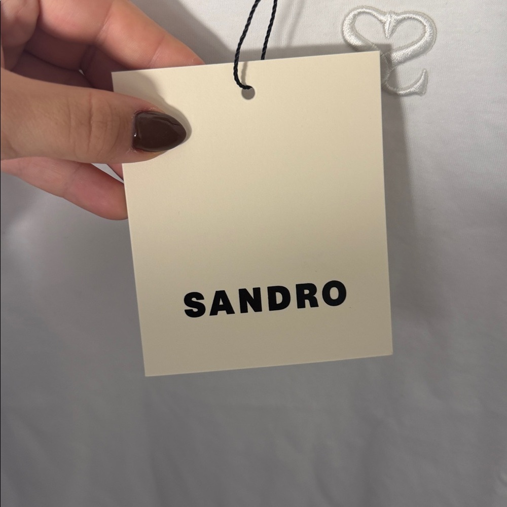 NWT Sandro White Short Sleeve Men's Cotton Tee Size extra Small - Picture 7 of 8